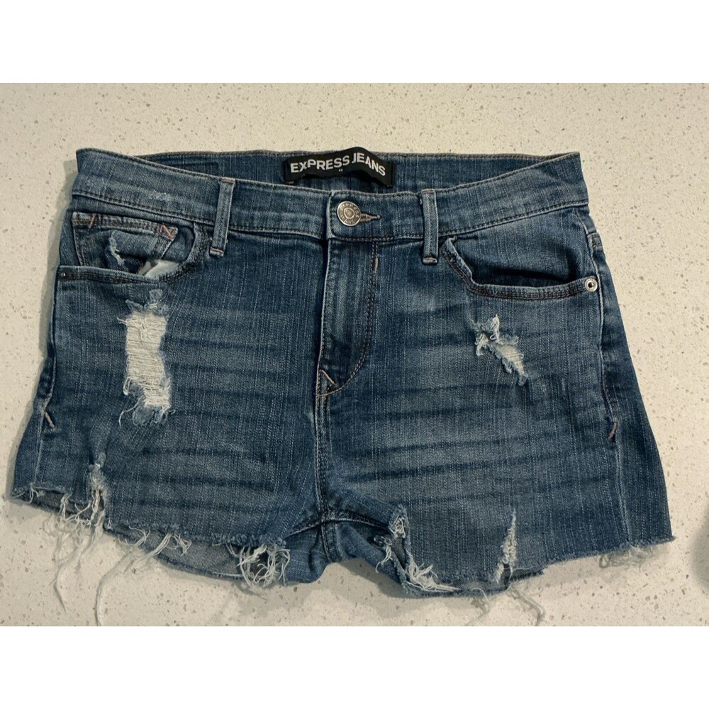 Express Denim Shorts Distressed   Size 8 R